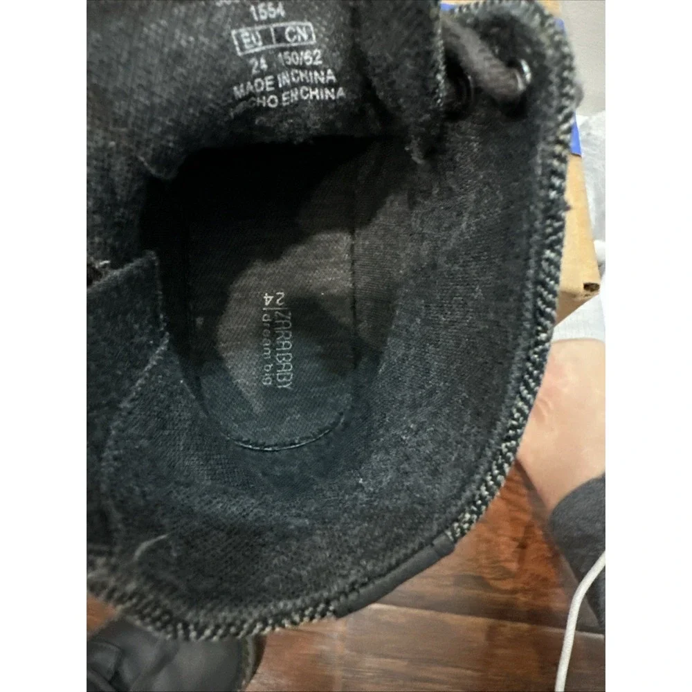 Baby's Zara Toddler Boots Boys Size 24 Gray Color Lace Up Front Zipper On Side